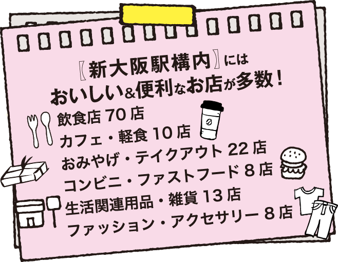 新大阪駅構内には美味しい＆便利なお店が多数！