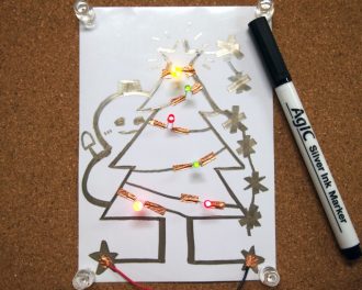 銀インクペンによるLEDクリスマスカード